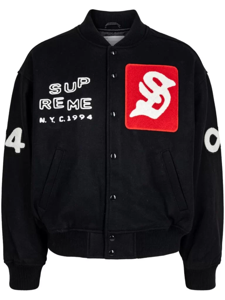 Supreme Tourist Varsity “Black” Jacket: A Bold Fusion of Streetwear and Classic Style插图