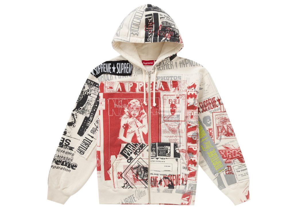 Supreme Collage Zip Up Hooded Sweatshirt White插图