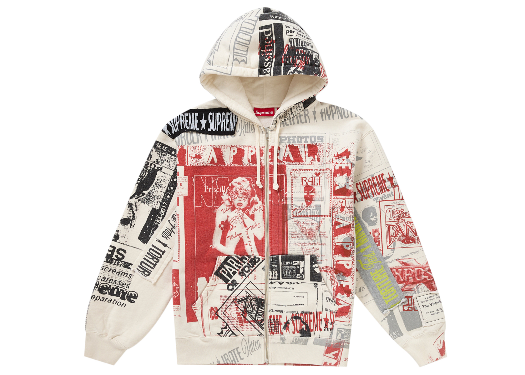 Supreme Collage Zip Up Hooded Sweatshirt White缩略图